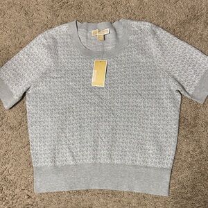 Michael Kors Silver Geometric Knit Top